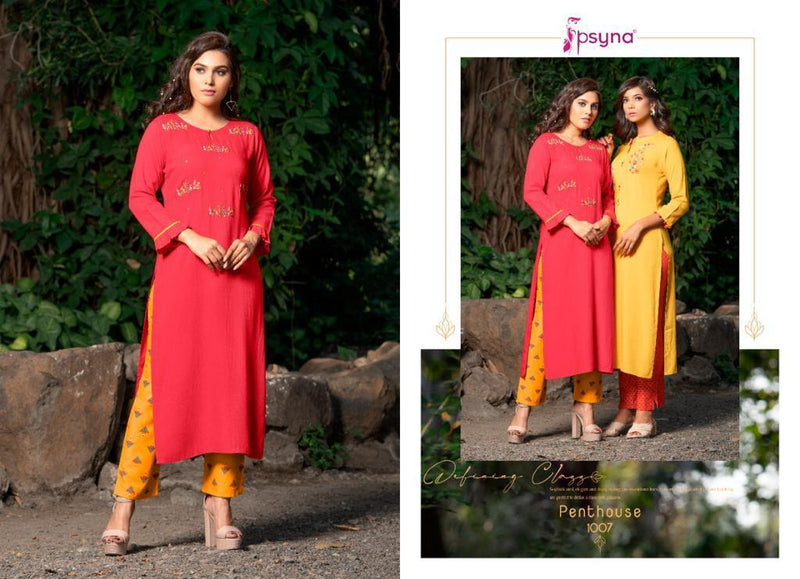 Psyna Pent House Rayon Stylish Designer Hand Work Modern Beautiful Look Kurti
