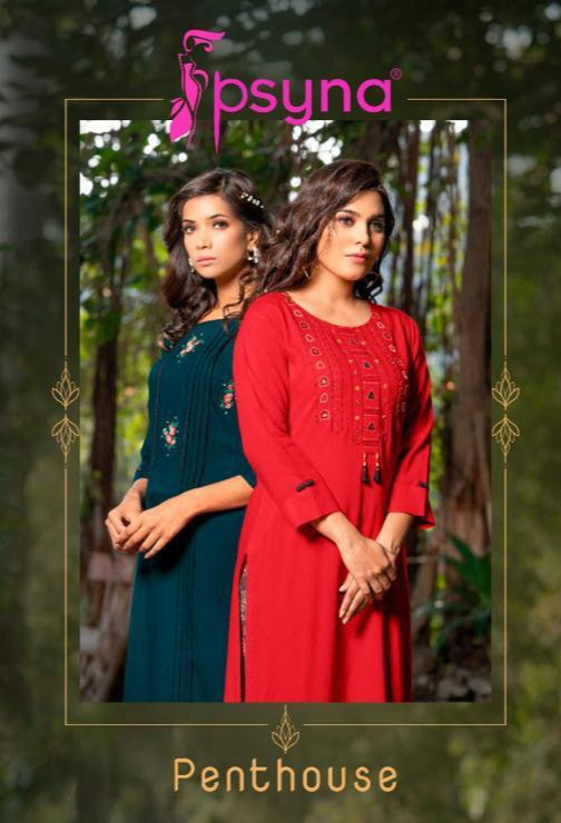 Psyna Pent House Rayon Stylish Designer Hand Work Modern Beautiful Look Kurti