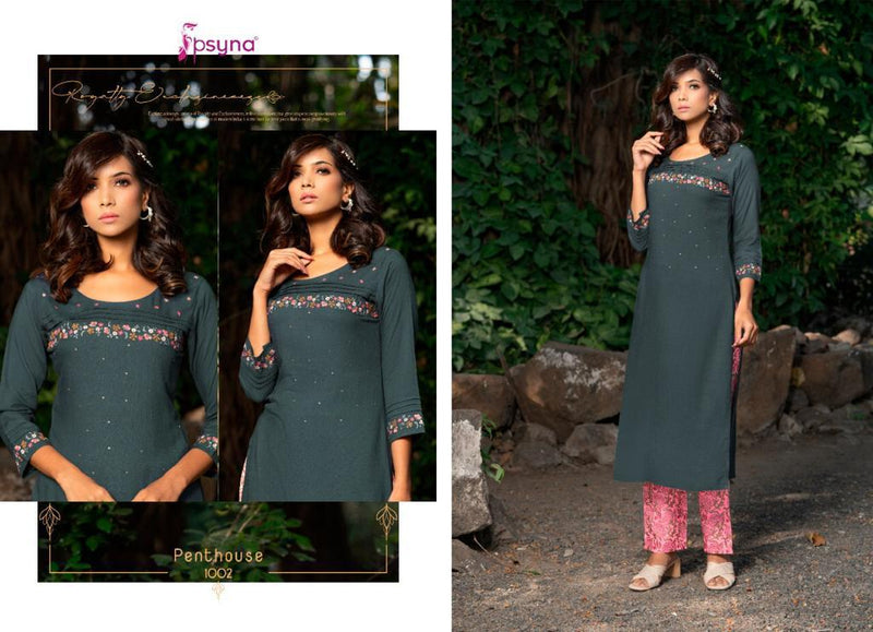 Psyna Pent House Rayon Stylish Designer Hand Work Modern Beautiful Look Kurti