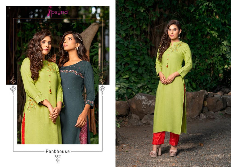 Psyna Pent House Rayon Stylish Designer Hand Work Modern Beautiful Look Kurti