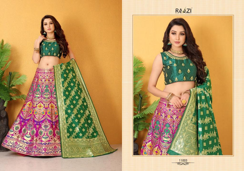 Rama Fashions Raazi Dno 11003 Banarasi Meenakari Jaquard Designer Lehenga