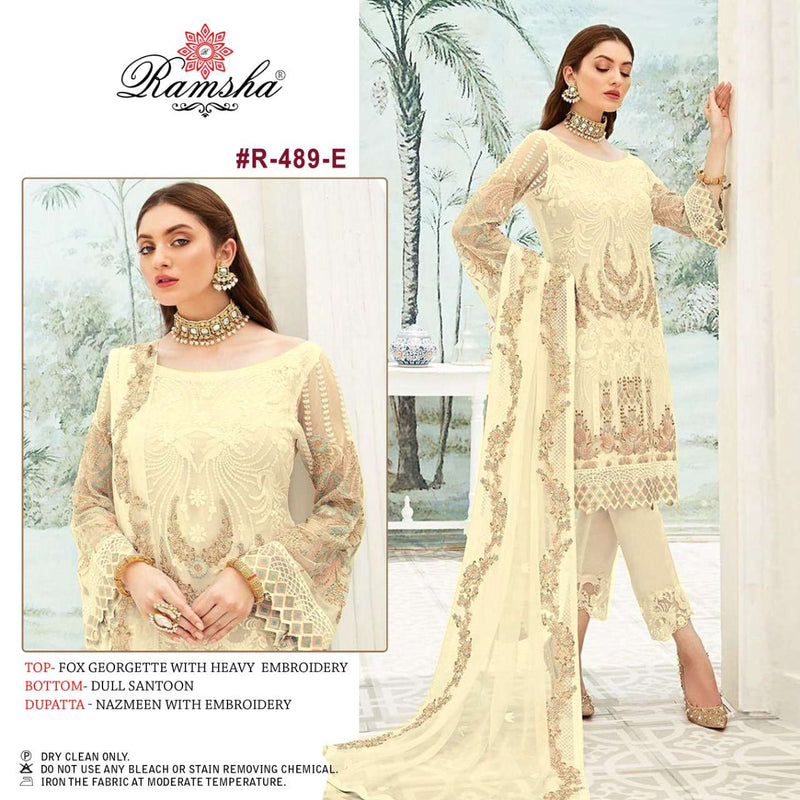 Ramsha Dno 489 E Georgette With Heavy Embroidered Stylish Designer Pakistani Style Salwar Suit