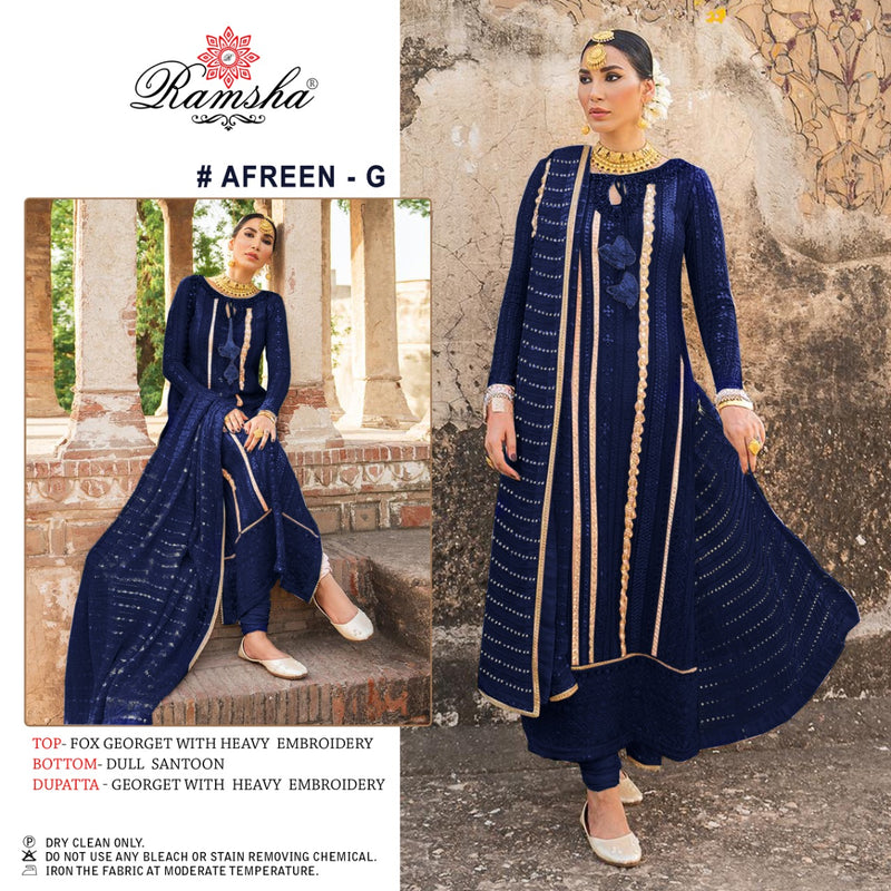 Ramsha Afreen G Goergette  Heavy Embroidered Work Salwar Kameez