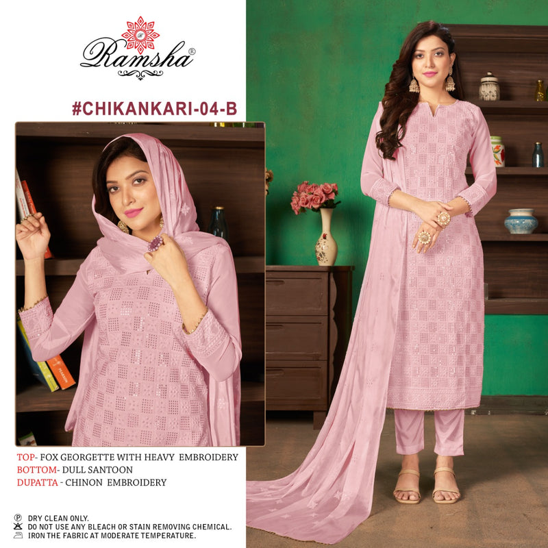 Ramsha Chikankari 04 B Georgette Stylish Designer Party Wear Salwar Kameez