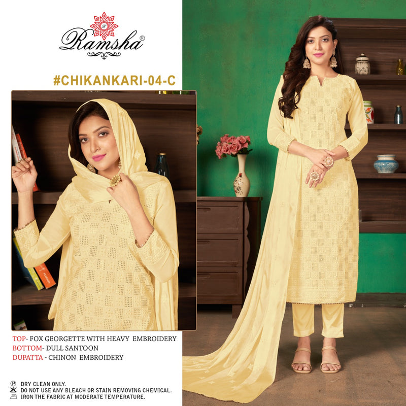 Ramsha Chikankari 04 C Georgette Stylish Designer Party Wear Salwar Kameez