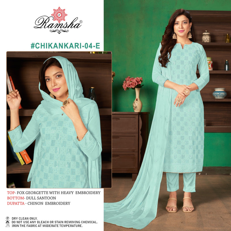 Ramsha Chikankari 04 E Georgette Stylish Designer Party Wear Salwar Kameez