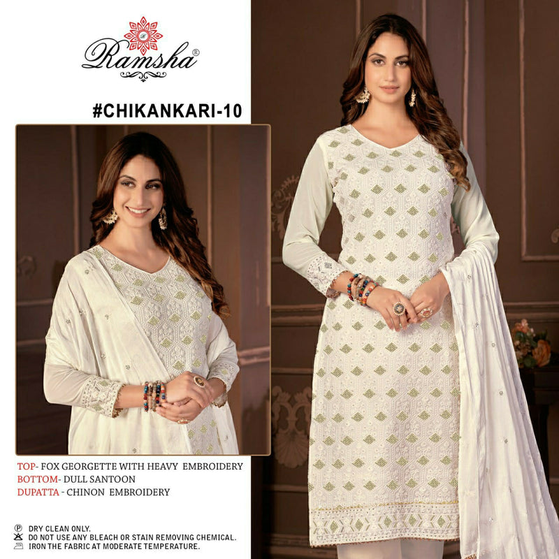 Ramsha Chikankari 10 Georgette With Embroidery Work Stylish Designer Salwar suit