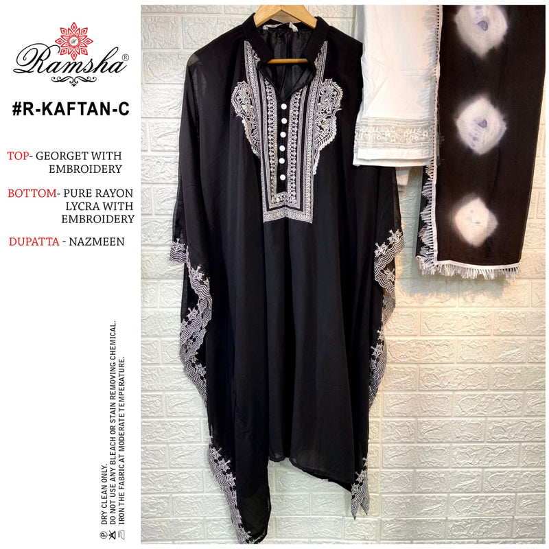Ramsha Suit R Kaftan C Fox Georgette With Embroidery Work Stylish Designer Pakistani Salwar Kameez