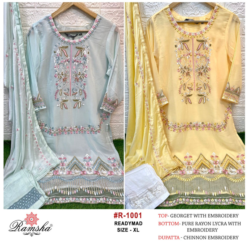 Ramsha Dno R 1001 Georgette With Heavy Embroidery Work Attractive Look Pret Kurti