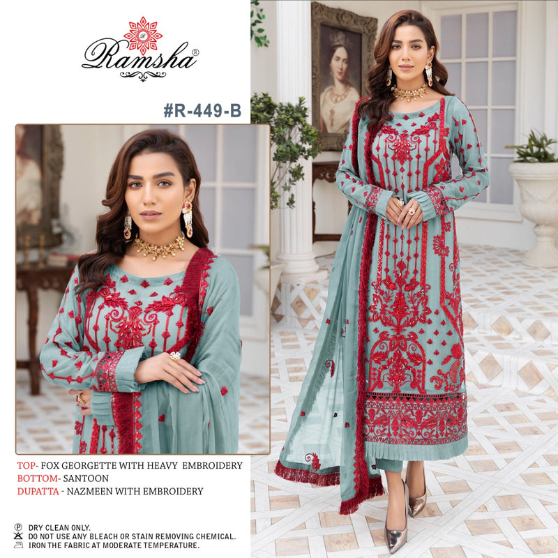 Ramsha R 449 B Georgette With Embroidery Stylish Designer Party Wear Salwar Kameez
