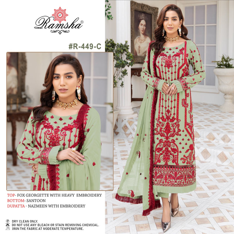 Ramsha R 449 C Georgette With Embroidery Stylish Designer Party Wear Salwar Kameez