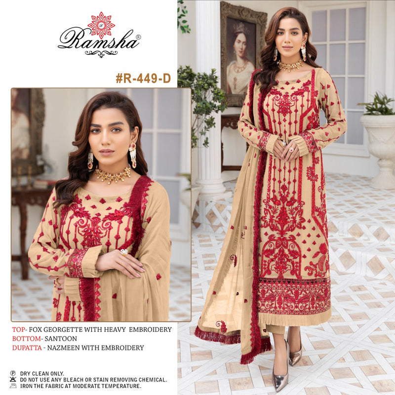 Ramsha R 449 D Georgette With Embroidery Stylish Designer Party Wear Salwar Kameez