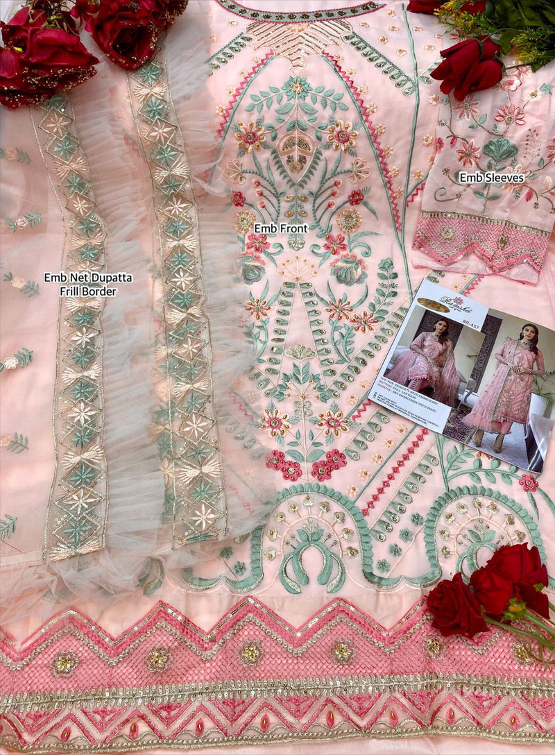 Ramsha R 457 Georgette Heavy Embroidery Stylish Designer Wear Salwar Kameez