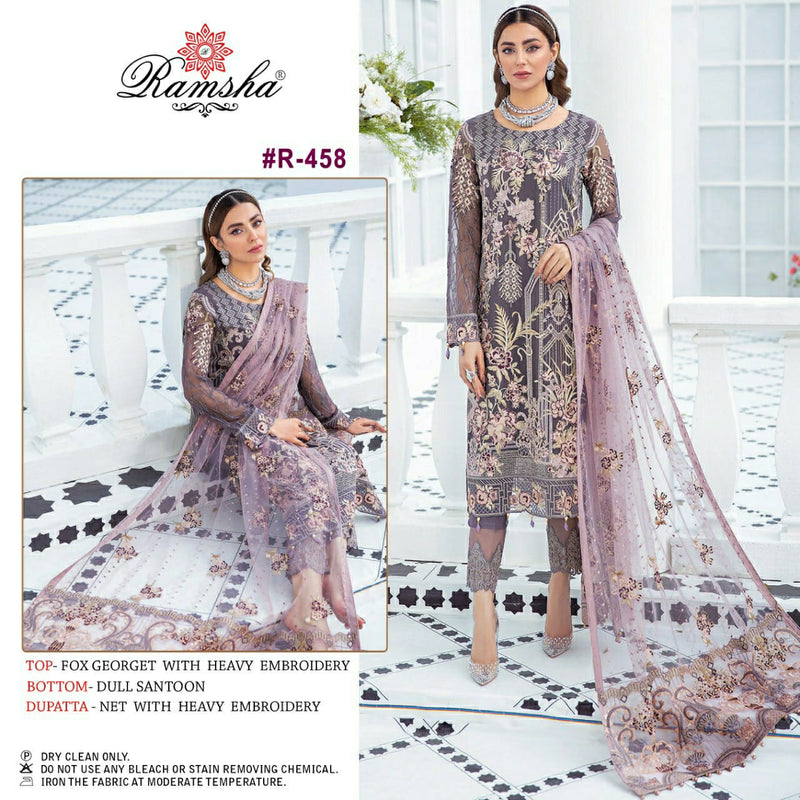 Ramsha Dno 458 Georgette With Heavy Embroidery Stylish Designer Party Wear Salwar Kameez
