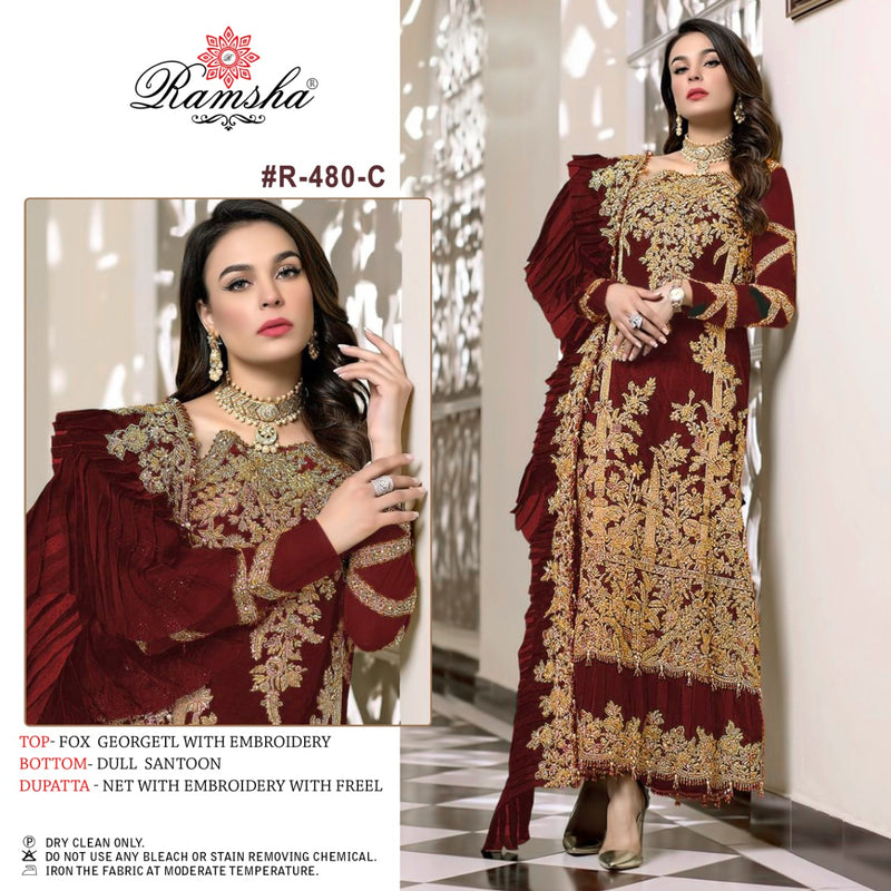 Ramsha Dno 480 C Georgette With Embroidered Work Stylish Designer Wedding Wear Salwar Suit