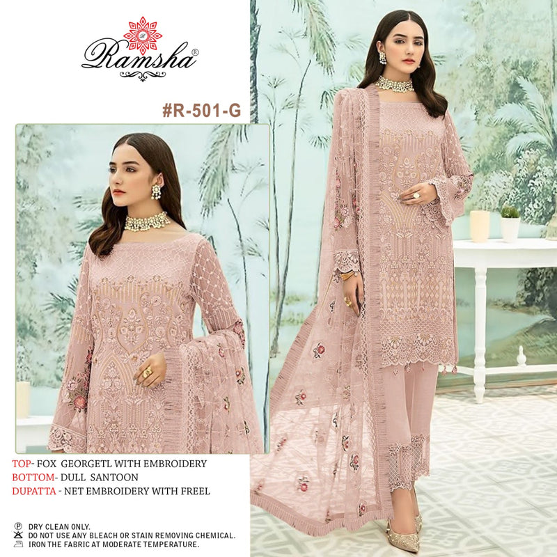 Ramsha Dno 501 G Georgette With Heavy Embroidered Stylish Designer Party Wear Salwar Suit