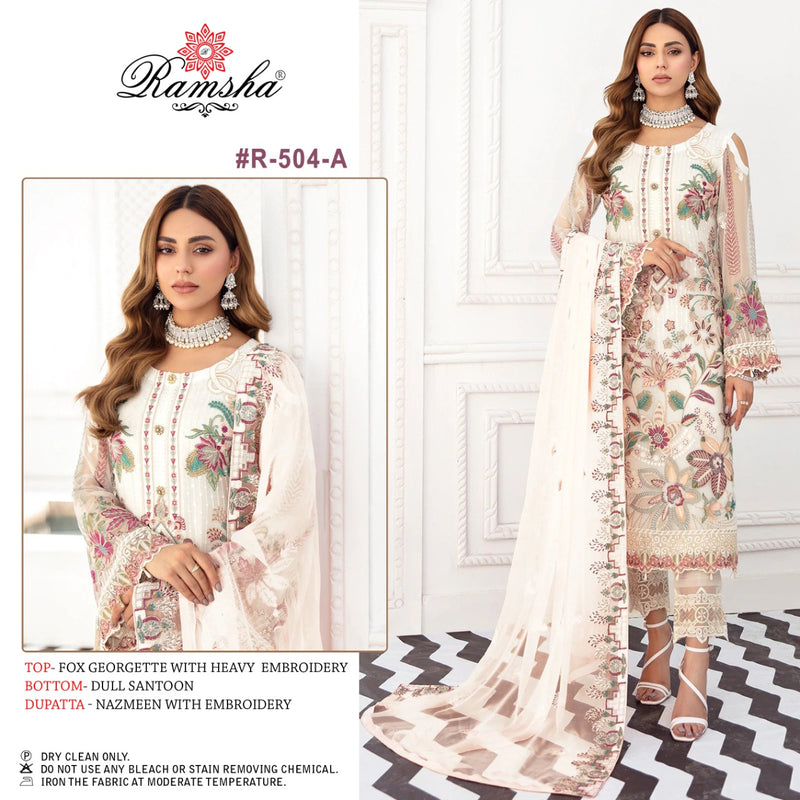 Ramsha Suit Dno S 504 A Georgette With Emroidery Work Stylish Designer Party Wear Salwar Suit
