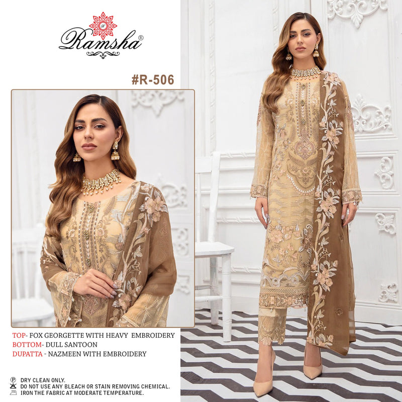 Ramsha Suit Dno S 506 Georgette With Emroidery Work Stylish Designer Party Wear Salwar Suit