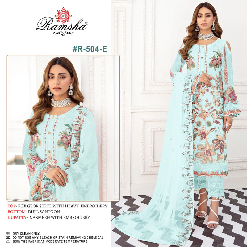 Ramsha Dno R 504 E Georgette With Heavy Embroidery Stylish Designer Pakistani Salwar Kameez