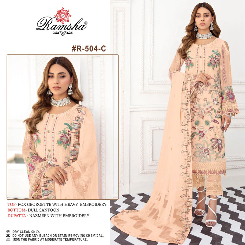 Ramsha Dno R 504 C Georgette With Heavy Embroidery Stylish Designer Pakistani Salwar Kameez