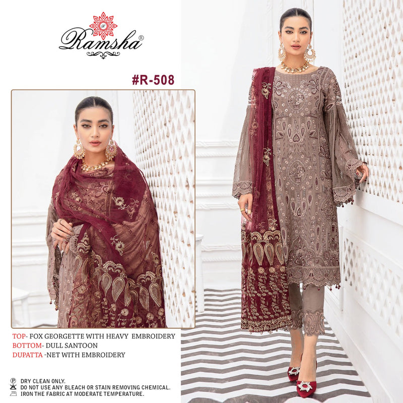 Ramsha Dno R 508 Georgette With Heavy Embroidery Pakistani Stylish Designer Salwar Kameez