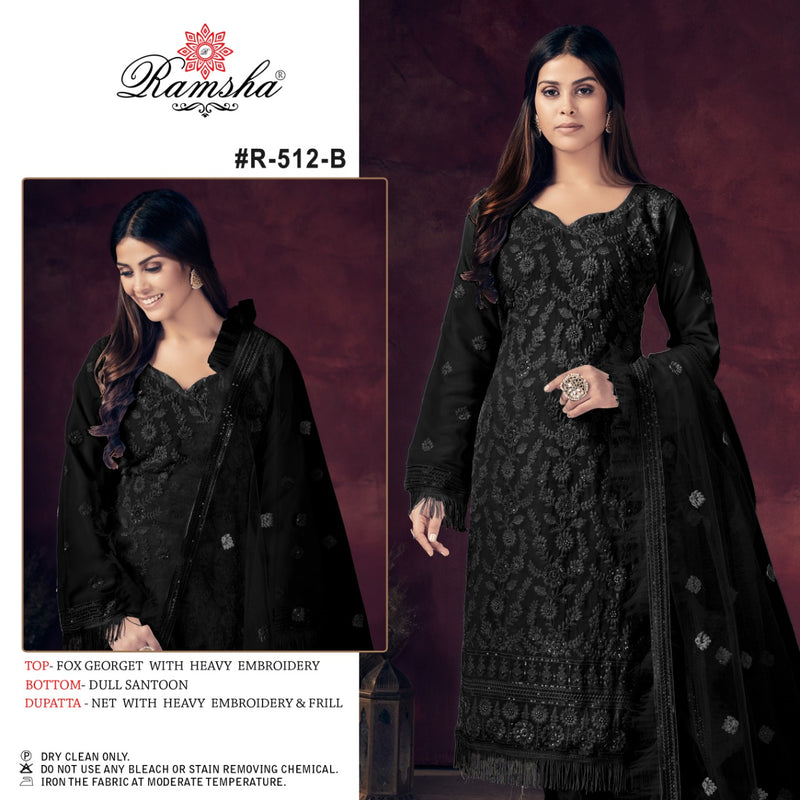 Ramsha Dno R 512 B Georgette With Heavy Embroidery Work Stylish Designer Casual Look Salwar Kameez