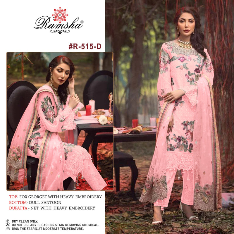 Ramsha R 515 D Georgette With Heavy Embroidery Work Stylish Designer Pakistani Party Wear Salwar Kameez