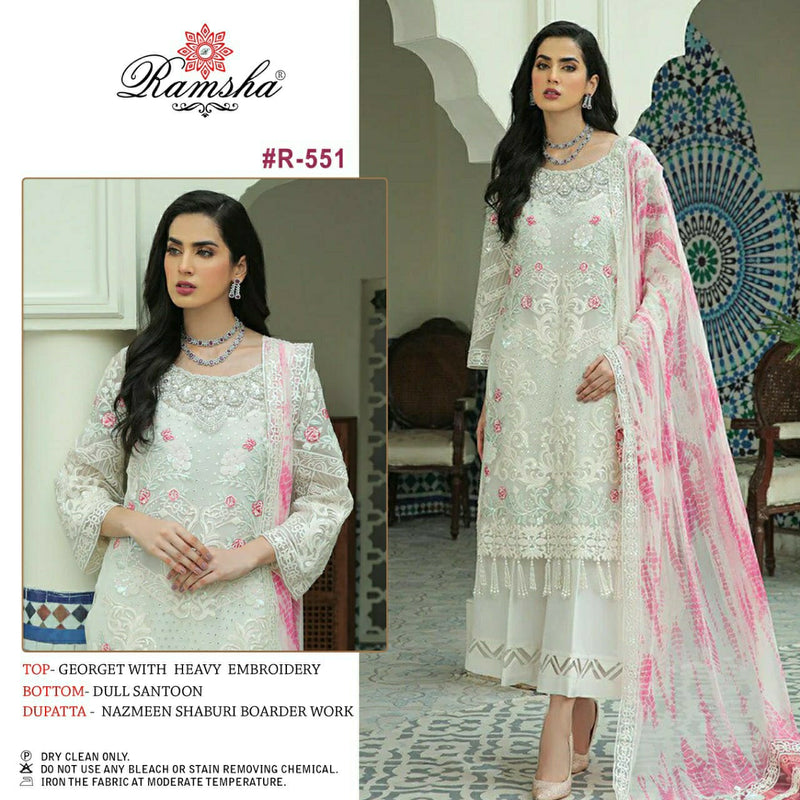 Ramsha Dno R 551 Georgette With Heavy Embroidery Work Stylish Designer Party Wear Salwar Kameez