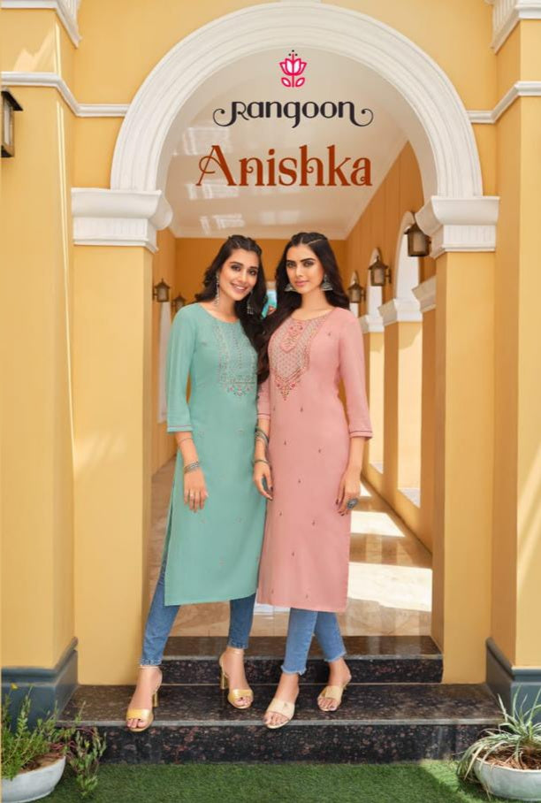 Rangoon Dno Anishka Rayon Stylish Designer Casual Look Party Wear Kurti