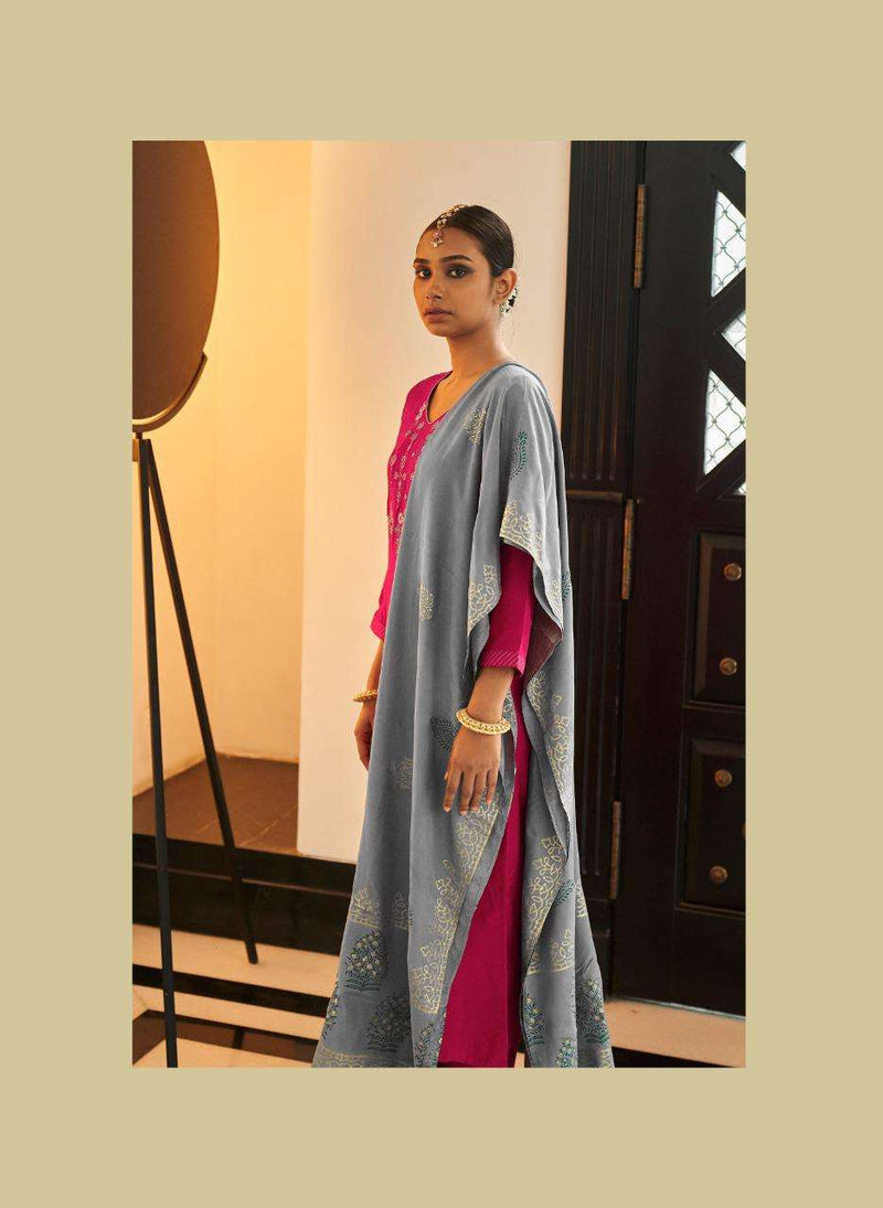 Riwayat By Four Buttons Viscose Silk Designer Party Wear Kurtis With Bottom & Dupatta