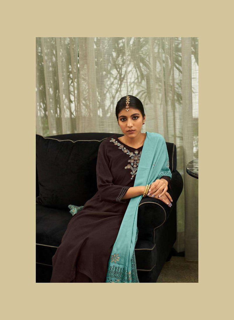 Riwayat By Four Buttons Viscose Silk Designer Party Wear Kurtis With Bottom & Dupatta