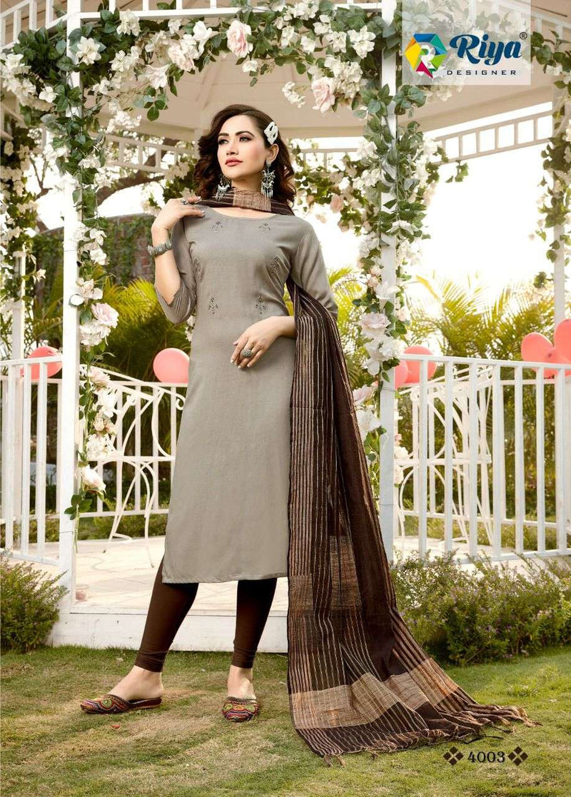 Riya Designer Launch Inayat Vol 4 Reyon With Embrodairy Work  Kurti With Banarasi Duptta