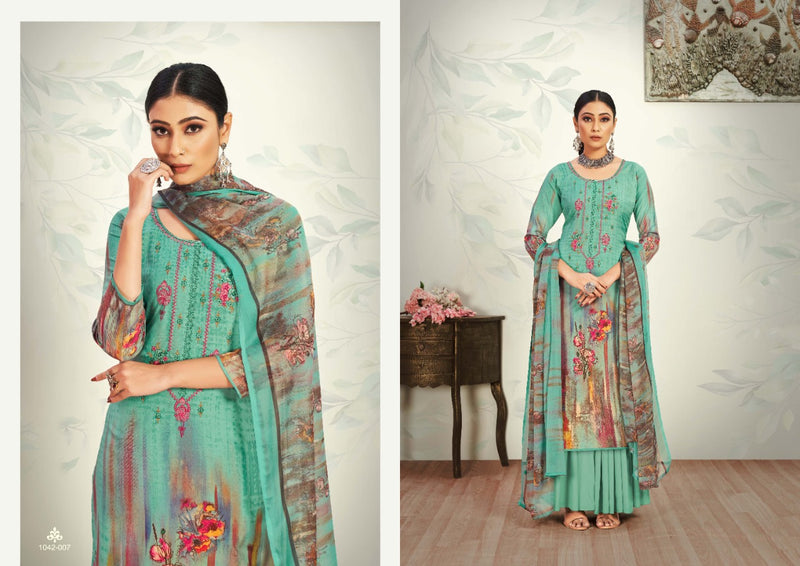 Romani Mareena Pure Cotton With Heavy Embroidery Work Stylish Designer Graceful Print Salwar Suit