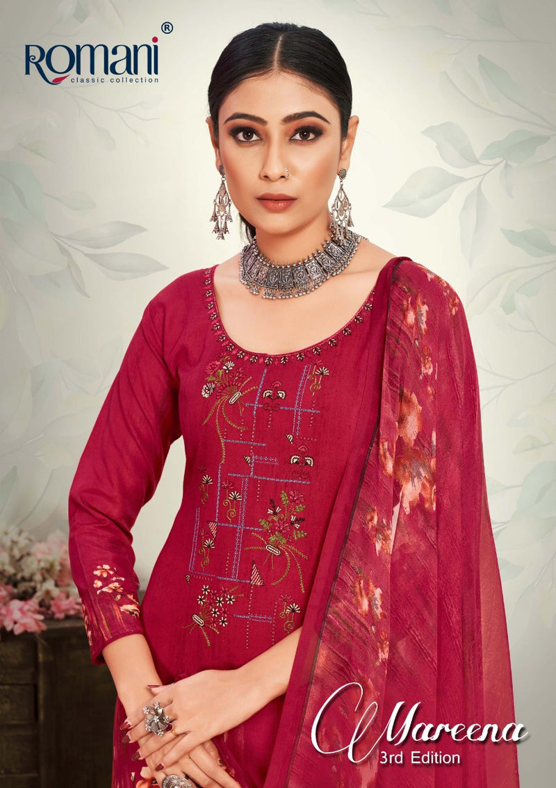 Romani Mareena Pure Cotton With Heavy Embroidery Work Stylish Designer Graceful Print Salwar Suit