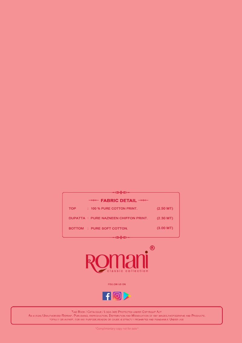 Romani Rubia Cambric Cotton Stylish Designer Casual Wear Salwar Kameez