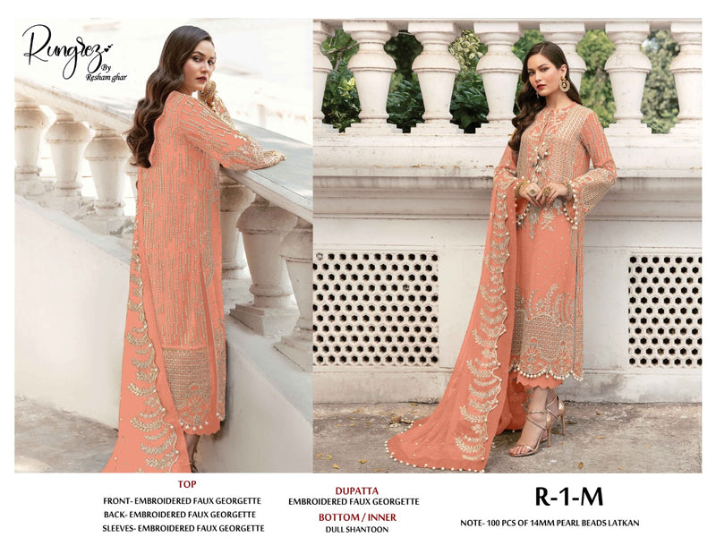 Rungrez R1 M Georgette With Heavy Embroidered Stylish Designer Party Wear Salwar Suit