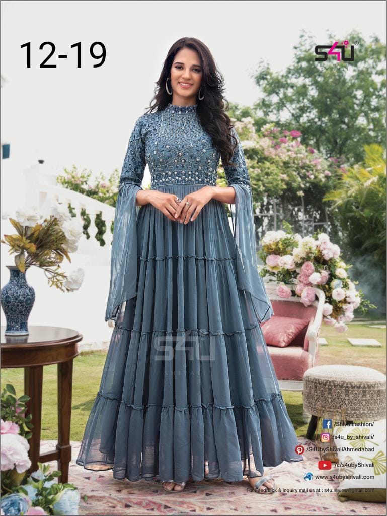 S4u Dno 12 - 19 Fancy With Heavy Beautiful Fancy Work Stylish Designer Indo Western Long Kurti