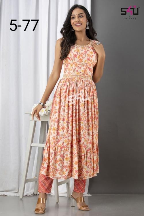 S4u Dno 5 77 Fancy With Beautiful Work Stylish Designer Casual Look Kurti