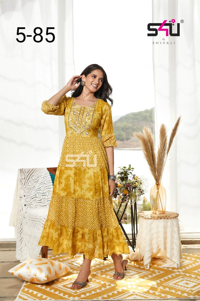 S4u Dno 5 85 Fancy Stylish Designer Regal Look Long Fancy Kurti