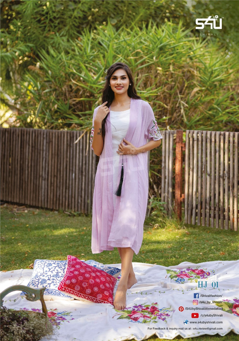 S4u Hello Jacket Georgette With Heavy Fancy Work Stylish Designer Attractive Look Fancy Kurti