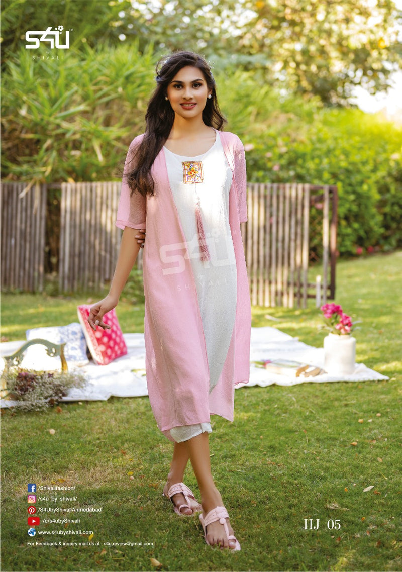 S4u Hello Jacket Georgette With Heavy Fancy Work Stylish Designer Attractive Look Fancy Kurti
