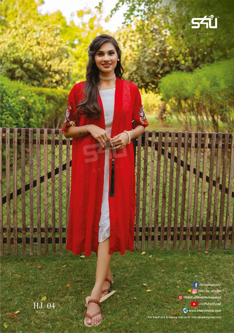S4u Hello Jacket Georgette With Heavy Fancy Work Stylish Designer Attractive Look Fancy Kurti