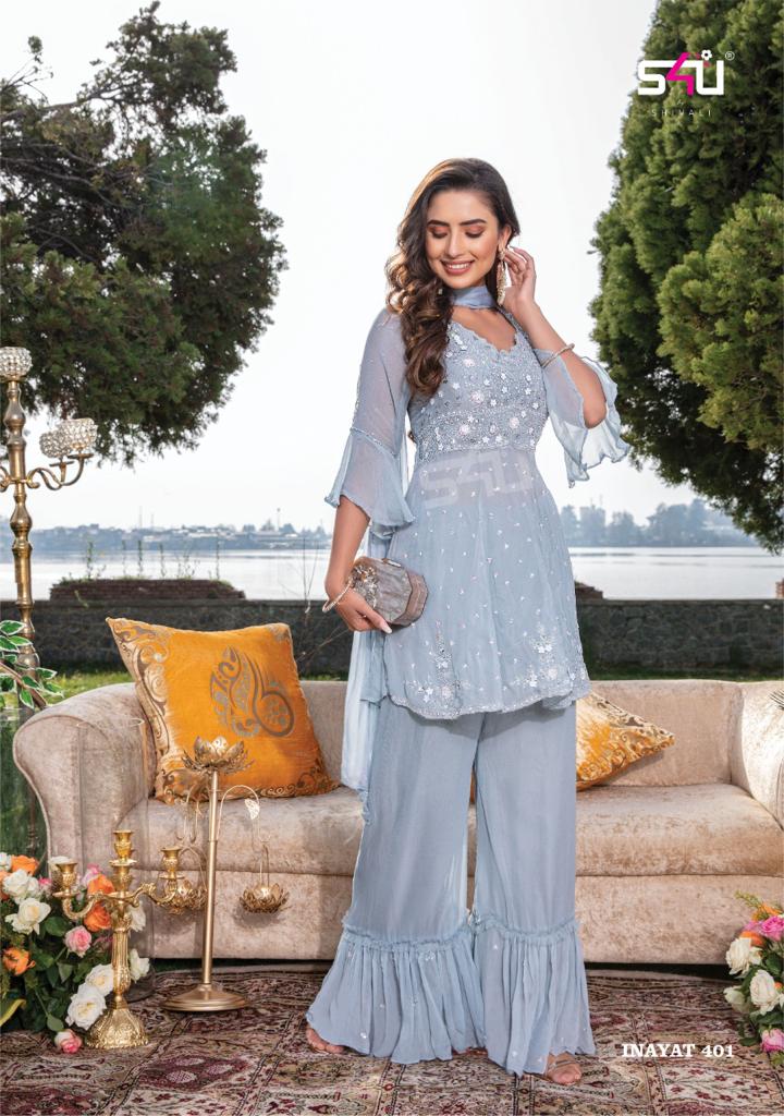 S4u Shivali Inayat Vol 4 Dno 401 Georgette Stylish Designer Party Wear Sharara