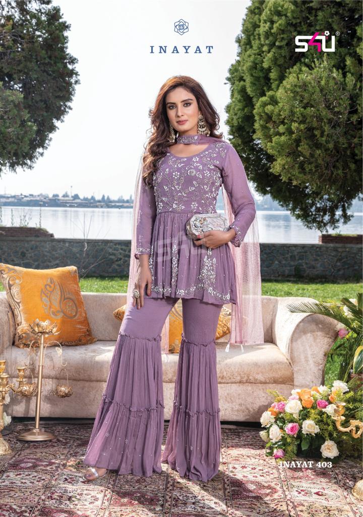 S4u Shivali Inayat Vol 4 Dno 403 Georgette Stylish Designer Party Wear Sharara