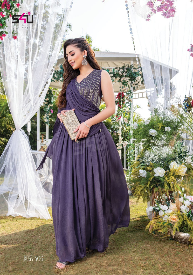 S4u Shivali Kitty Party Vol 4 Georgette With Fancy Work Stylish Designer Party Wear Long Kurti