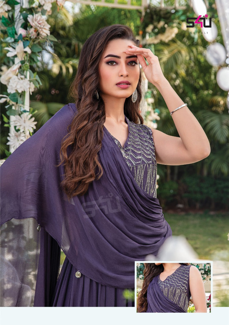 S4u Shivali Kitty Party Vol 4 Georgette With Fancy Work Stylish Designer Party Wear Long Kurti