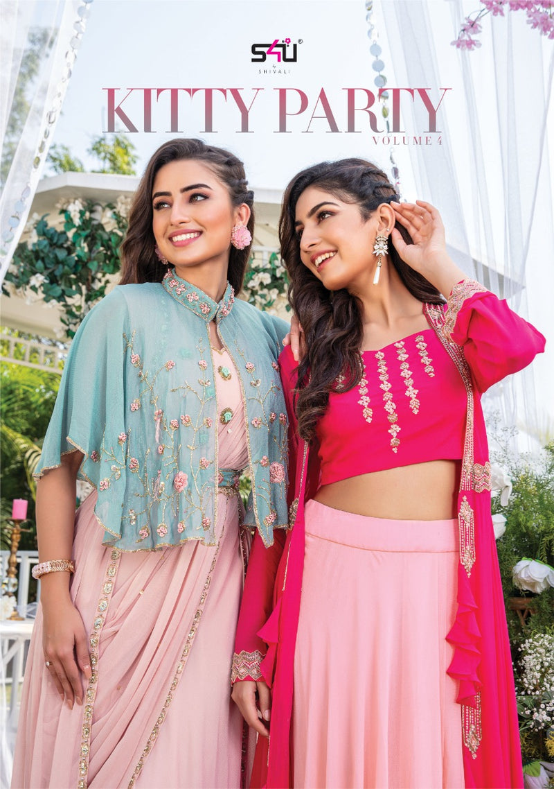 S4u Shivali Kitty Party Vol 4 Georgette With Fancy Work Stylish Designer Party Wear Long Kurti