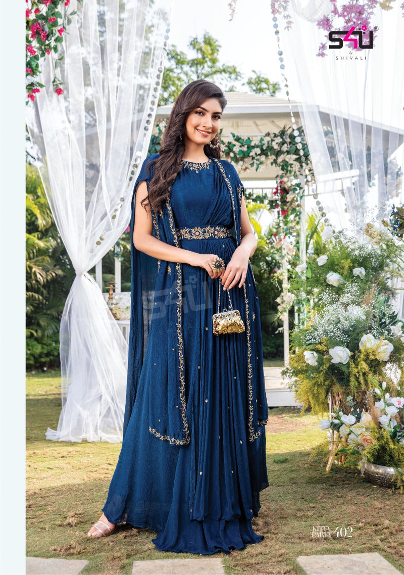 S4u Shivali Kitty Party Vol 4 Georgette With Fancy Work Stylish Designer Party Wear Long Kurti