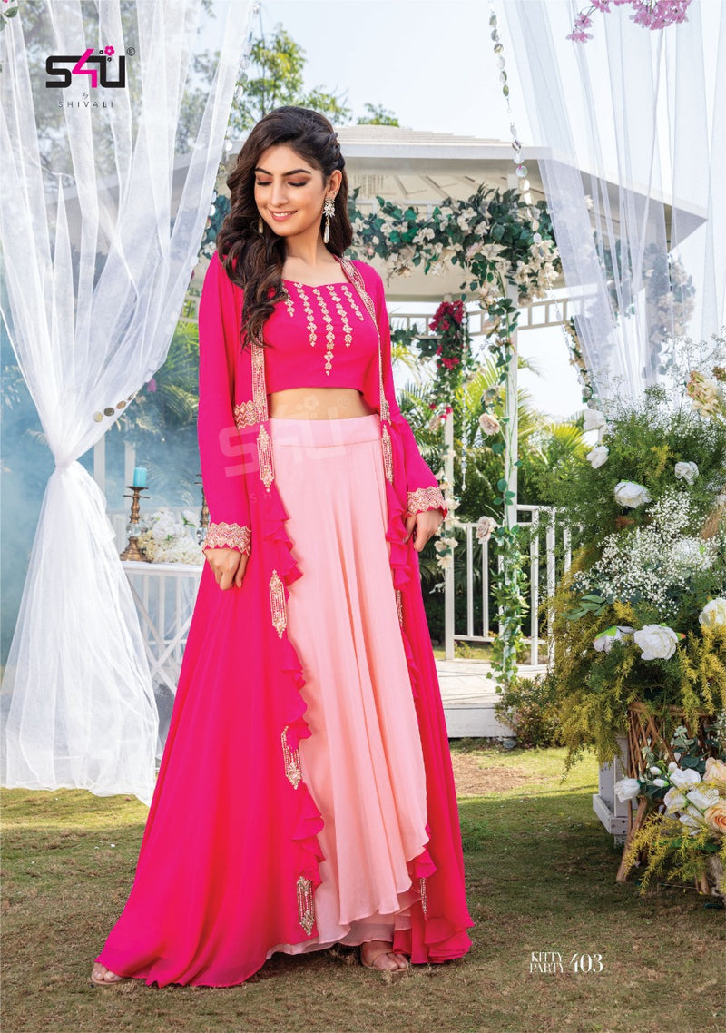 S4u Shivali Kitty Party Vol 4 Georgette With Fancy Work Stylish Designer Party Wear Long Kurti