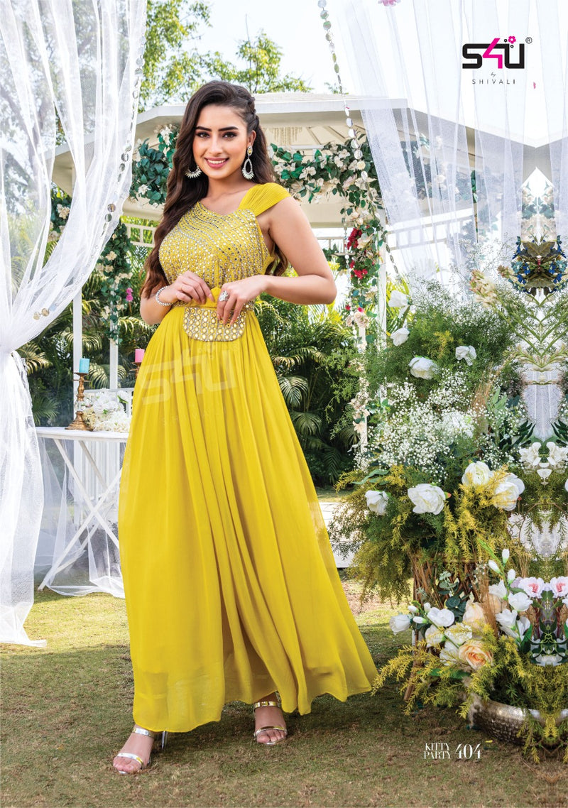 S4u Shivali Kitty Party Vol 4 Georgette With Fancy Work Stylish Designer Party Wear Long Kurti